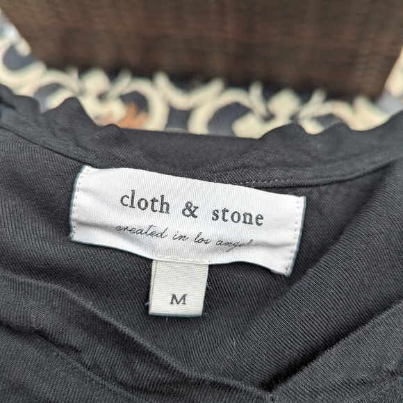 Anthropologie Cloth Stone Black Short Sleeve V-Neck Crispin Mini Tunic D… - Picture 3 of 8